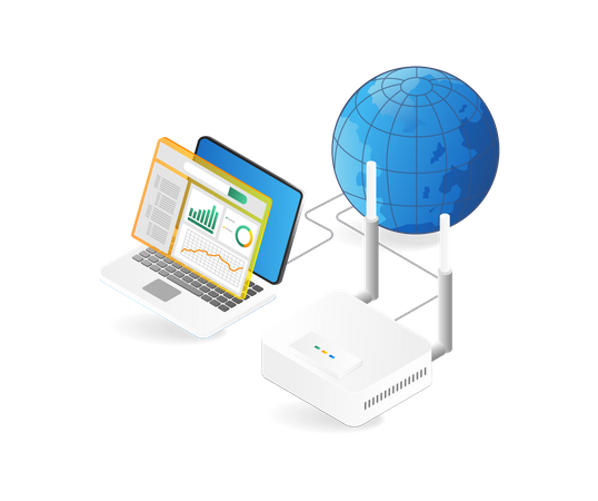 Analisador de roteador wi-fi de internet  Ilustração