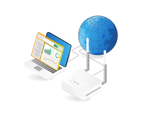 Analisador de roteador wi-fi de internet  Ilustração