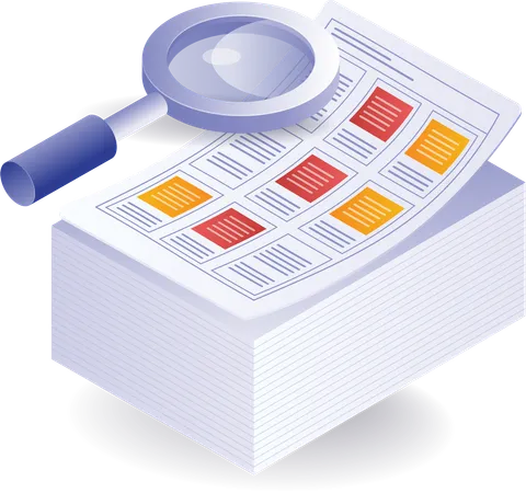 Analisando resultados de impressões de dados em papel  Ilustração