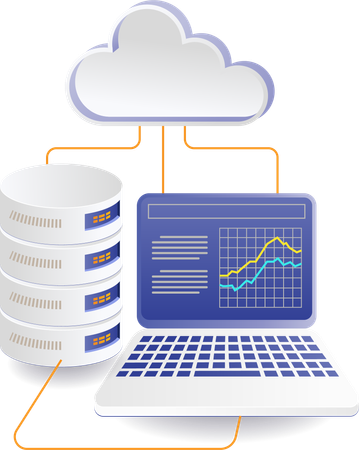 Analisando dados de servidor de nuvem de tecnologia  Ilustração