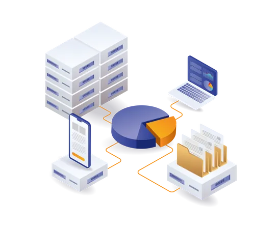 Análise de big data de servidores de hospedagem  Ilustração