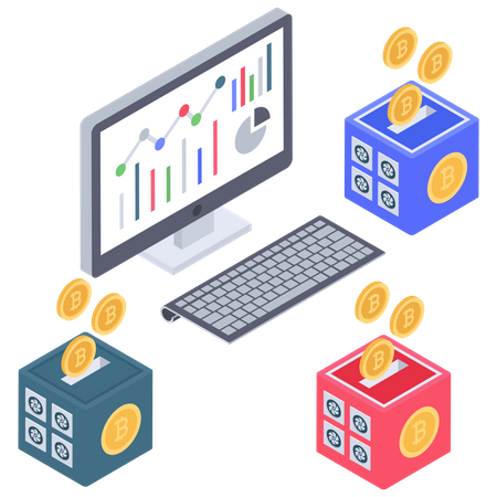 Análise de Bitcoin e ganho de servidor  Ilustração