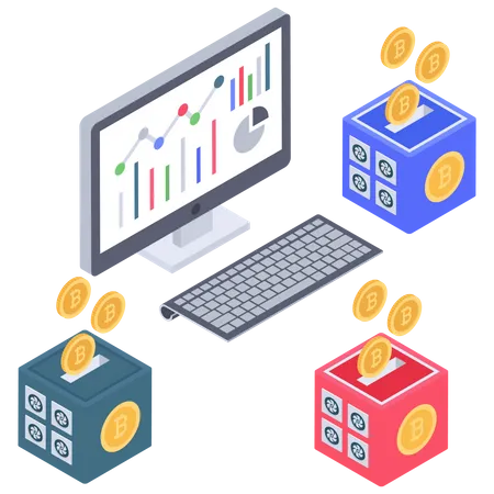 Análise de Bitcoin e ganho de servidor  Ilustração