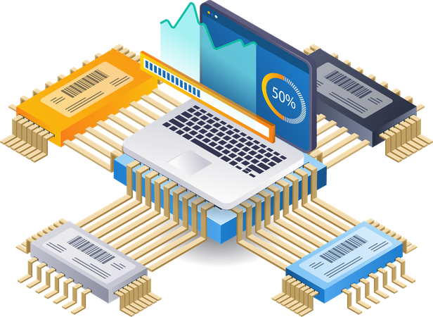 Análise da tecnologia de velocidade VGA do computador  Illustration