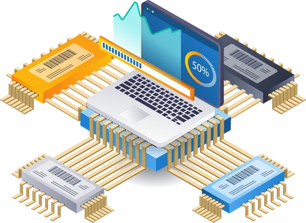 Análise da tecnologia de velocidade VGA do computador  Illustration