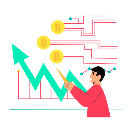 Análise de crescimento do investimento em criptomoeda  Ilustração