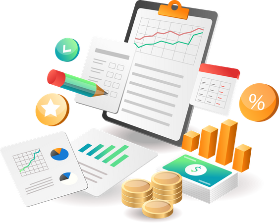 Análise de crescimento do investimento empresarial  Ilustração