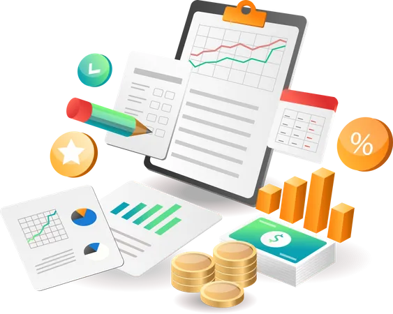 Análise de crescimento do investimento empresarial  Ilustração