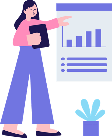 Análise de crescimento empresarial feita por empresária  Illustration