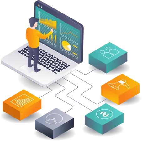 Insights e estratégias de dados de análise de crescimento de negócios  Ilustração