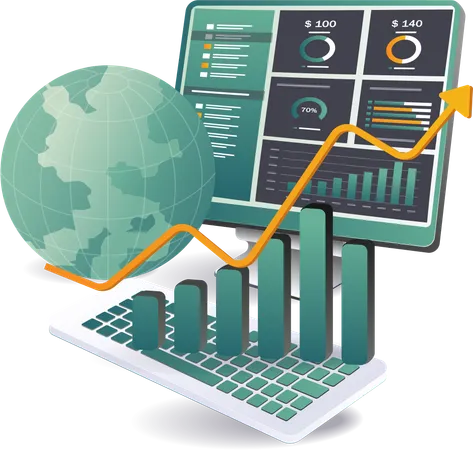 Análise do crescimento de negócios online  Ilustração