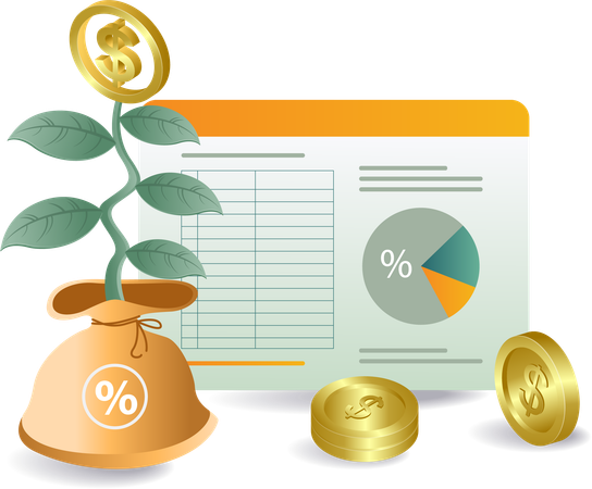 Tela de dados de análise de crescimento de receita financeira  Illustration