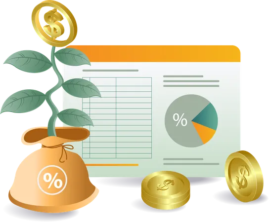 Tela de dados de análise de crescimento de receita financeira  Illustration