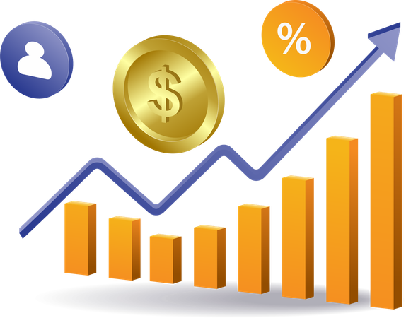 Análise do crescimento de negócios financeiros  Ilustração