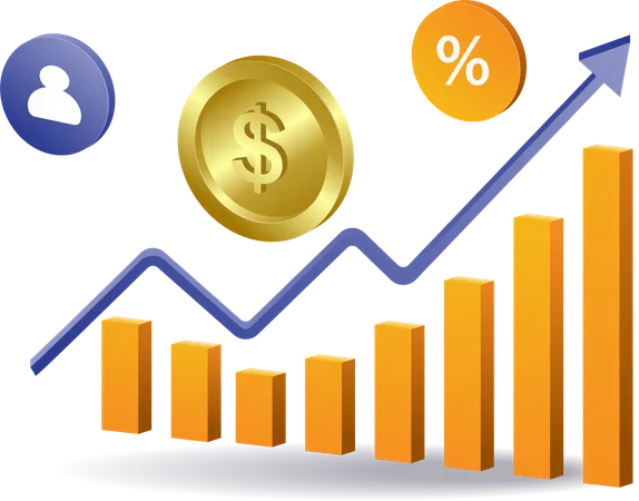 Análise do crescimento de negócios financeiros  Ilustração