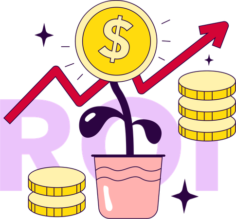 Crescimento financeiro e análise de roi  Ilustração