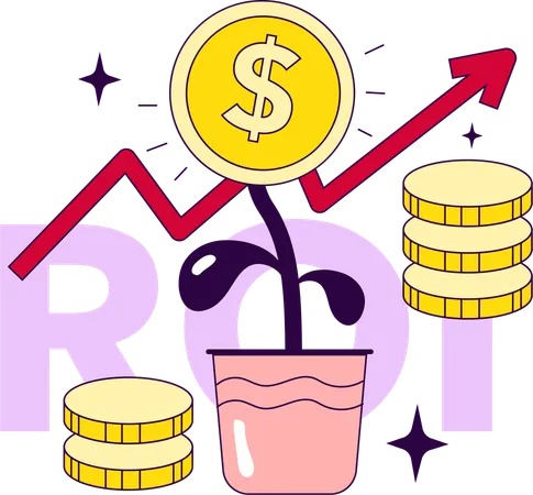 Crescimento financeiro e análise de roi  Ilustração