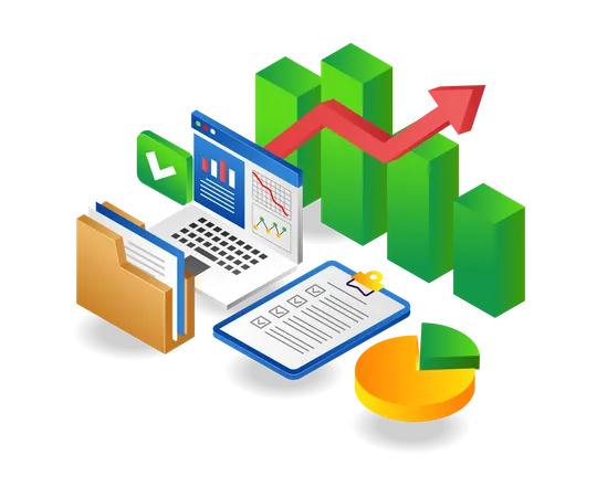 Análise de dados de negócios de investimento bem-sucedidos  Ilustração