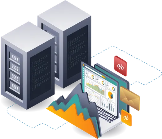 Análise de dados de negócios para desenvolvimento de servidores  Ilustração