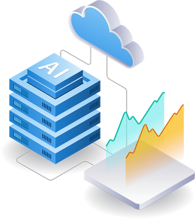 Análise de dados de servidor de inteligência artificial  Ilustração
