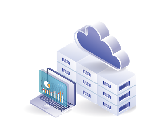 Análise profissional de dados de servidores em nuvem  Ilustração