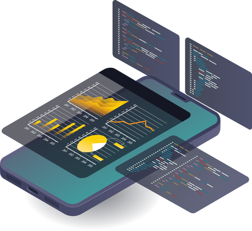 Análise de dados de linguagem de programação no desenvolvimento de aplicativos para smartphones  Ilustração