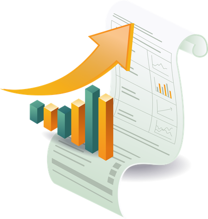 Análise de dados empresariais e folha de papel infográfico  Ilustração