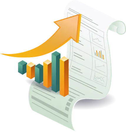 Análise de dados empresariais e folha de papel infográfico  Ilustração