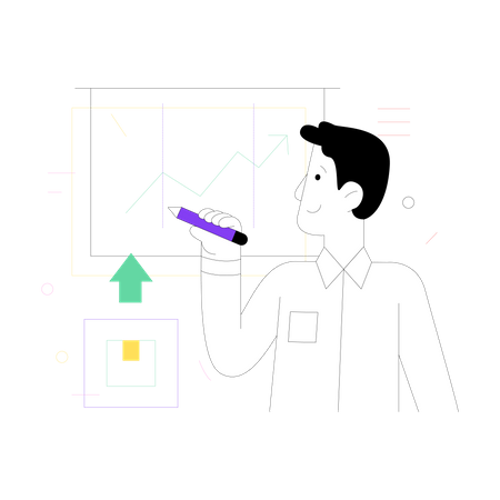 Análise de dados fazendo previsões de negócios futuros  Ilustração