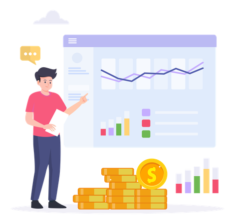 Análise de dados para investimento financeiro empresarial  Illustration