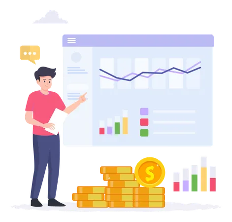 Análise de dados para investimento financeiro empresarial  Illustration