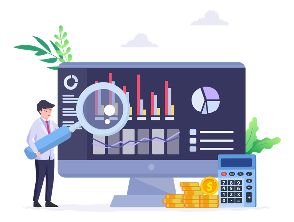 Análise de dados para investimento financeiro empresarial  Illustration