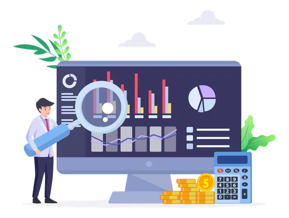 Análise de dados para investimento financeiro empresarial  Illustration