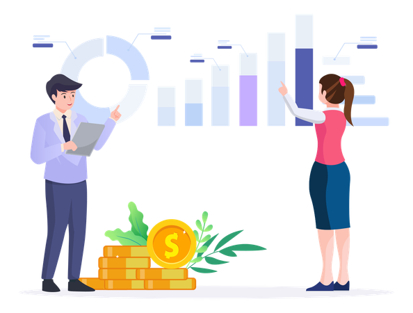 Análise de dados para investimento financeiro empresarial  Ilustração