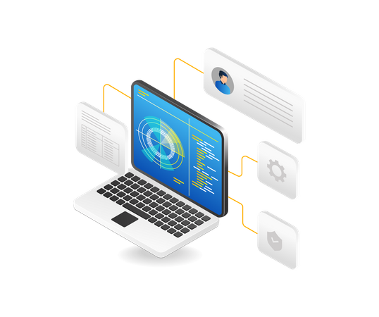 Análise de dados pessoais em computador  Ilustração