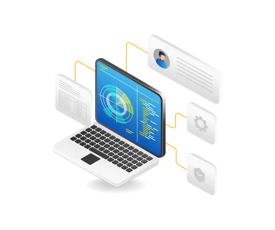 Análise de dados pessoais em computador  Ilustração