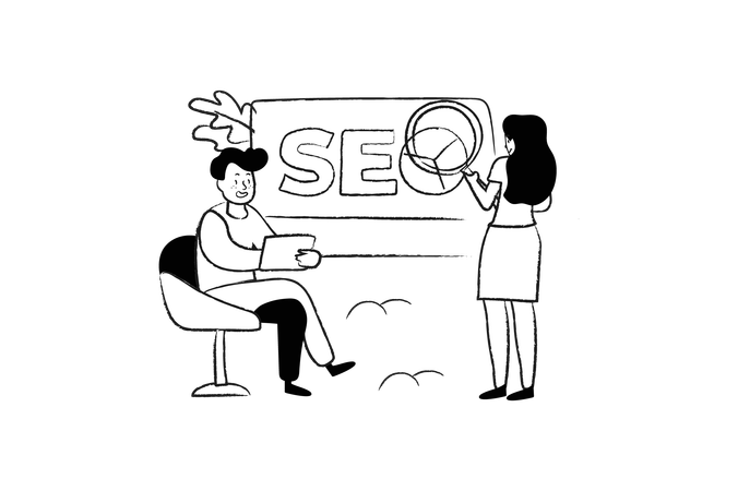 Equipe de SEO fazendo análise  Ilustração