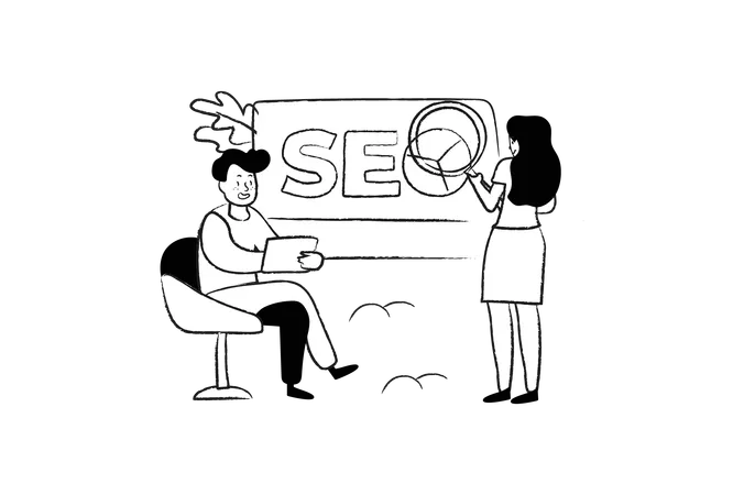 Equipe de SEO fazendo análise  Ilustração