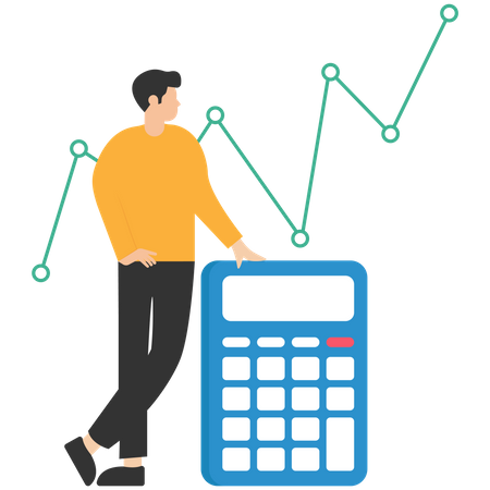 Análise de funcionário masculino sobre custo financeiro  Ilustração