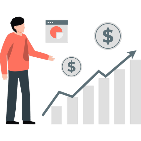 Gráfico financeiro de análise de funcionário do sexo masculino  Ilustração