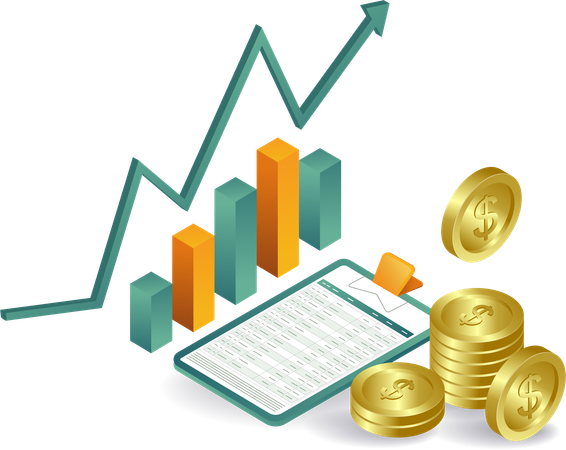 Análise de relatórios financeiros de negócios de gestão  Illustration