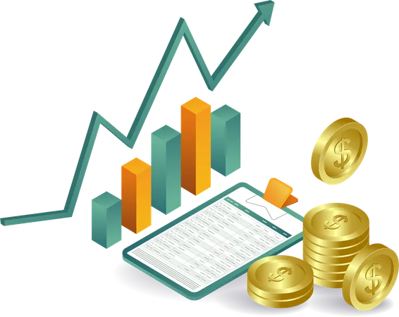 Análise de relatórios financeiros de negócios de gestão  Illustration