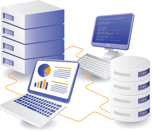 Análise de gerenciamento de banco de dados de servidor em nuvem  Ilustração