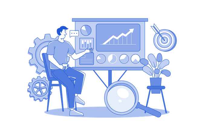 Análise de gestão de crescimento de negócios  Ilustração