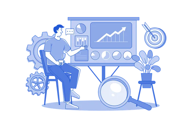 Análise de gestão de crescimento de negócios  Ilustração