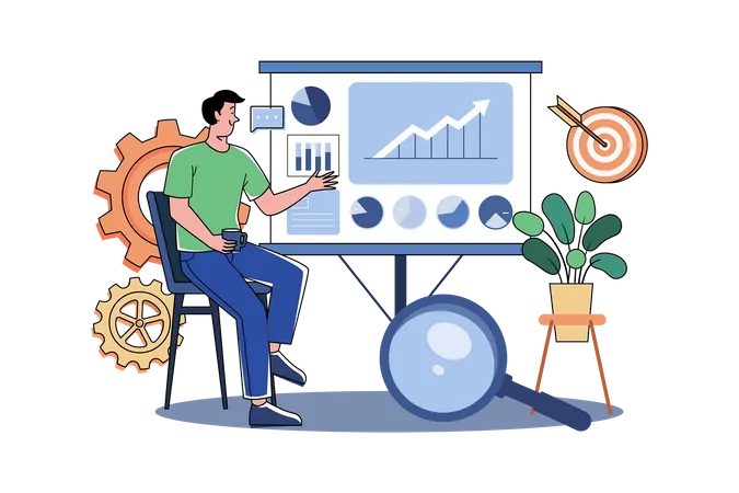 Análise de gestão de crescimento de negócios  Ilustração