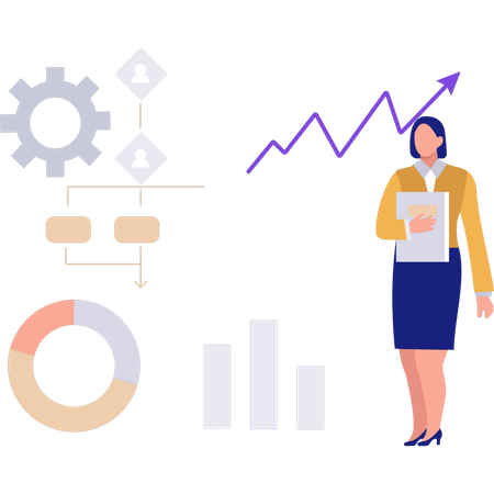 Mulher fazendo análise de negócios  Illustration