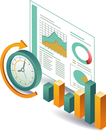 Dados de análise de negócios e relatório de negócios  Ilustração