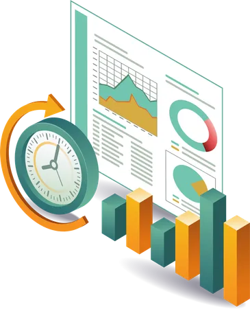 Dados de análise de negócios e relatório de negócios  Ilustração