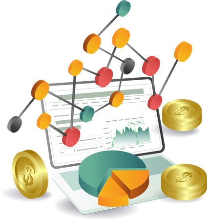 Análise de negócios e gestão de rede financeira  Ilustração